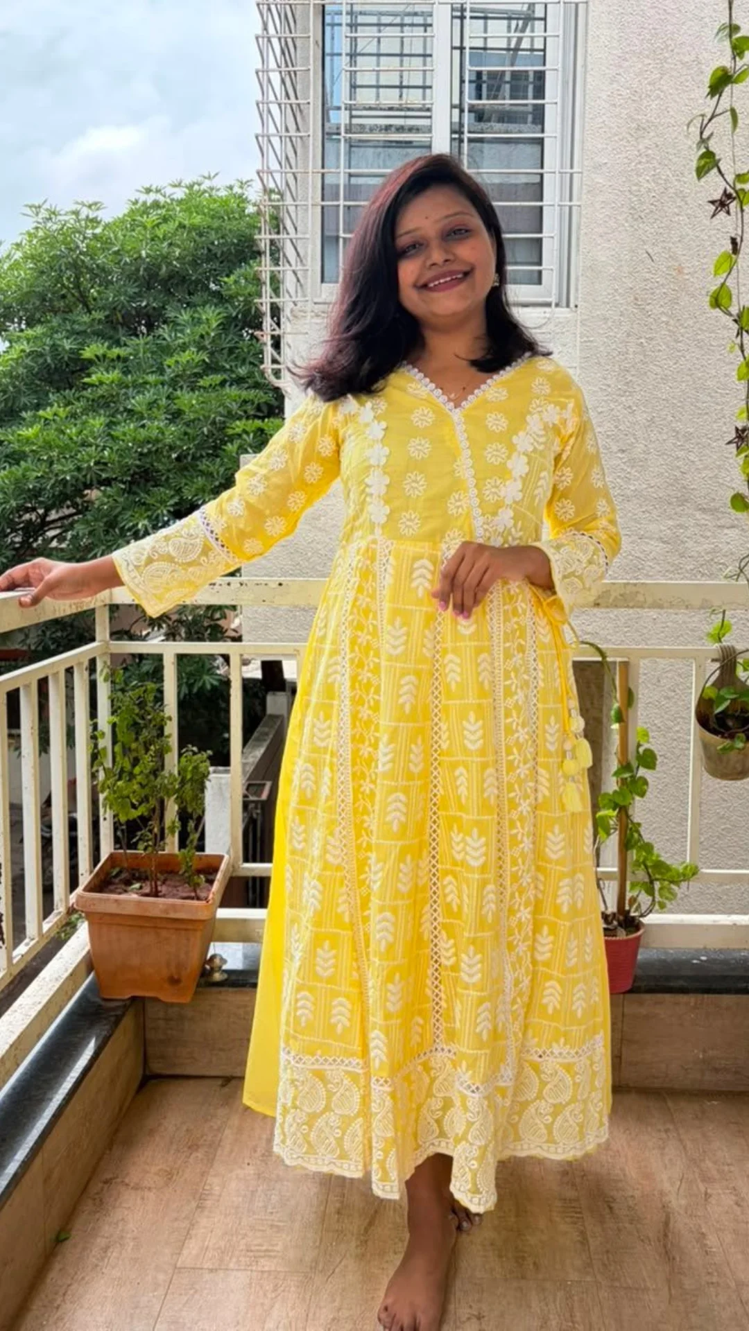Lilac Chikankari Long Kurti